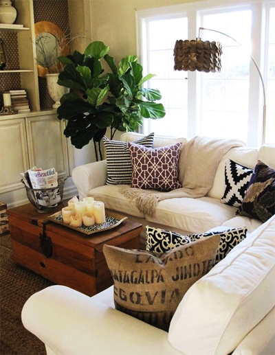 A living room with a white sofa; photo couttesy Brionna Kennedy